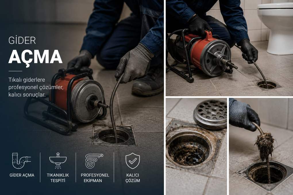 Gider açma ve tıkanıklık açma makinesiyle çalışma